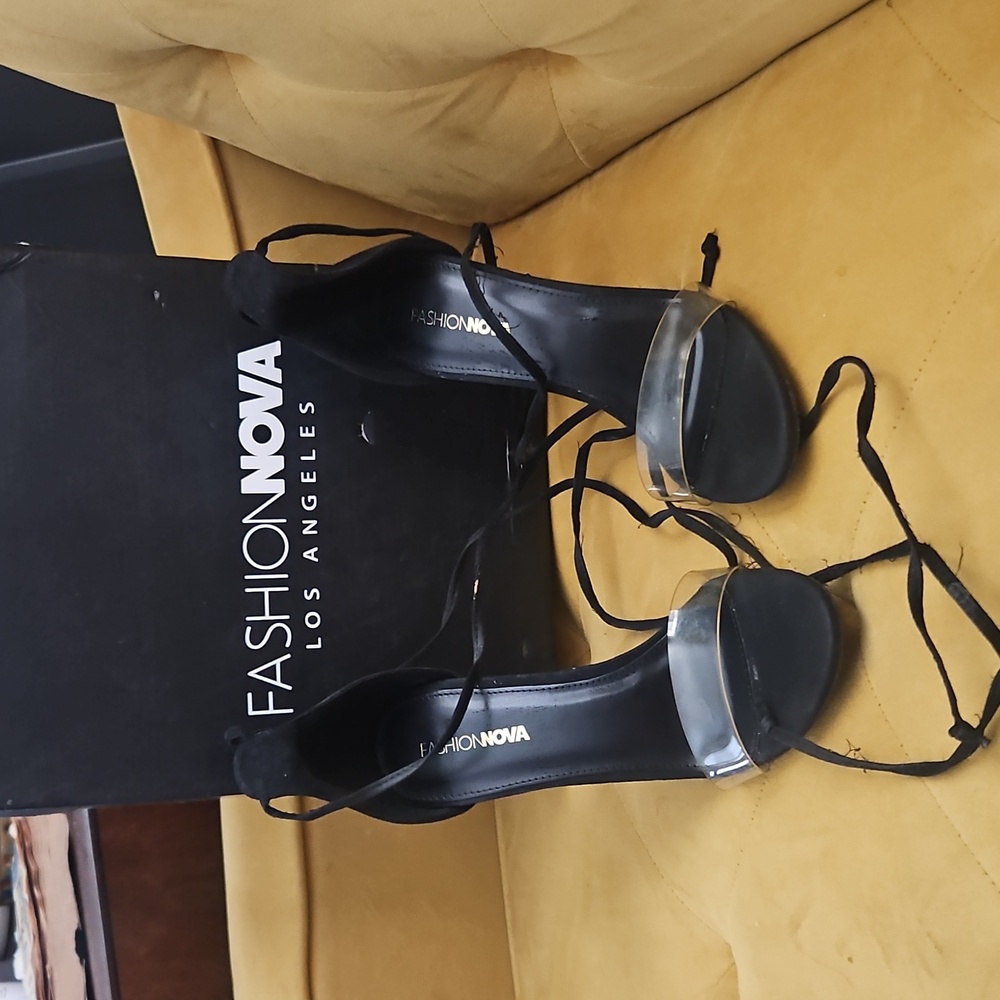 Fashion Nova Black Strappy Heels